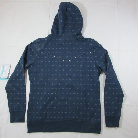 Hooey Women's 2XL Mesa Aztec Print Hooded Pullover Sweatshirt Hoodie Navy - Picture 2 of 3